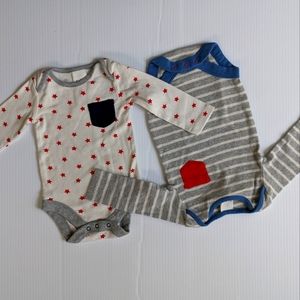 (2) Gender Neutral Baby Boden Onesies Sz.0-3 mont
